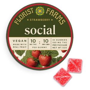 FLORIST FARMS - Social: Strawberry | Gummies | 100mg/10 Pieces | Florist Farms