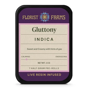 FLORIST FARMS - Gluttony | Florist Farms | Infused Prerolls | 5pk | 0.5g