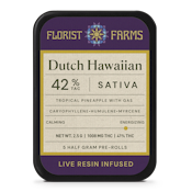 Florist Farms - Dutch Hawaiian - Live Resin Infused - .5g Joints 5pk - 38% THC - Pre-Rolls