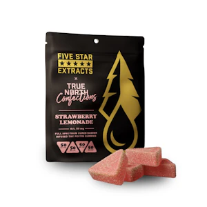 FIVE STAR EXTRACTS BY: TRUE NORTH COLLECTIVE - STRAWBERRY LEMONADE (BLACK CHERRY TROP CURED BADDER) 4X50MG FULL SPECTRUM VEGAN GUMMIES ADULT-USE