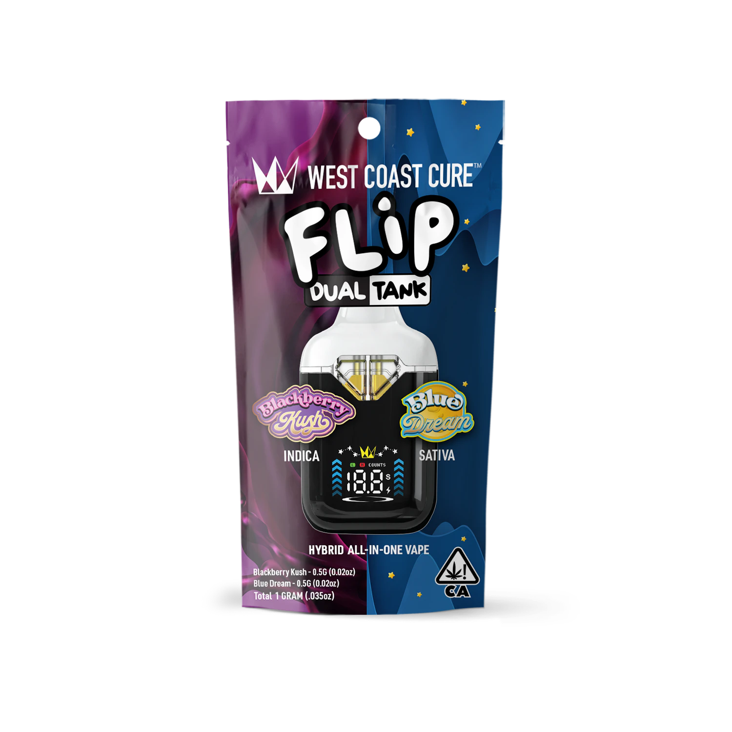 West Coast Cure - WCC Blackberry Kush x Blue Dream (I/S) FlipBar AIO 1g Main Image