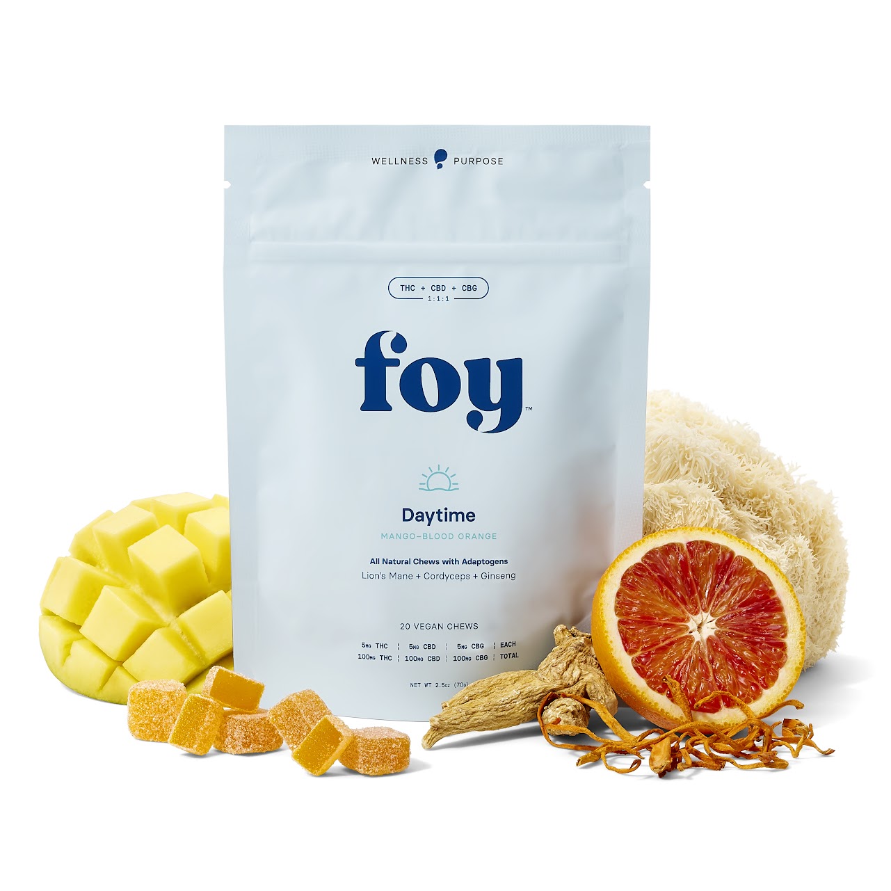 Daytime Chews w/ Organic Adaptogens 1:1:1 THC/CBD/CBG - 100mg Edible