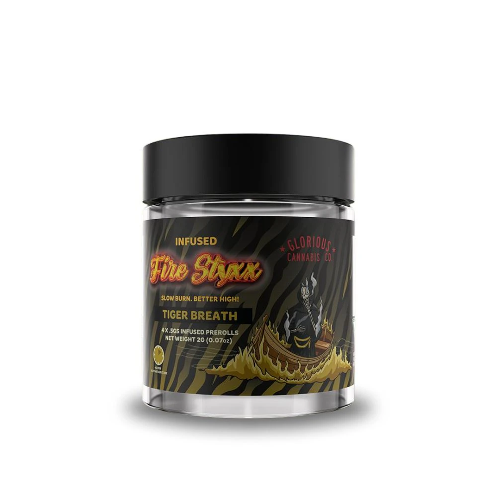 FIRE STYXX - Tiger Breath 4pk Infused Prerolls (2g total/.5g each) - GLORIOUS CANNABIS (FIRE STYXX) Main Image
