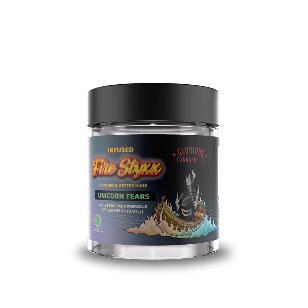 FIRE STYXX - Unicorn Tears 4pk Infused Prerolls (2g total/.5g each) - GLORIOUS CANNABIS (FIRE STYXX) Main Image