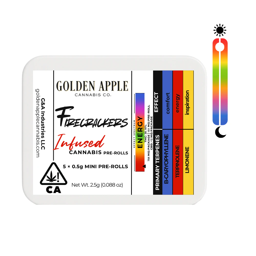 Golden Apple Cannabis Co. - Firecrackers Infused | Sativa | 5 x Mini 0.5g | Pre-Rolls Main Image
