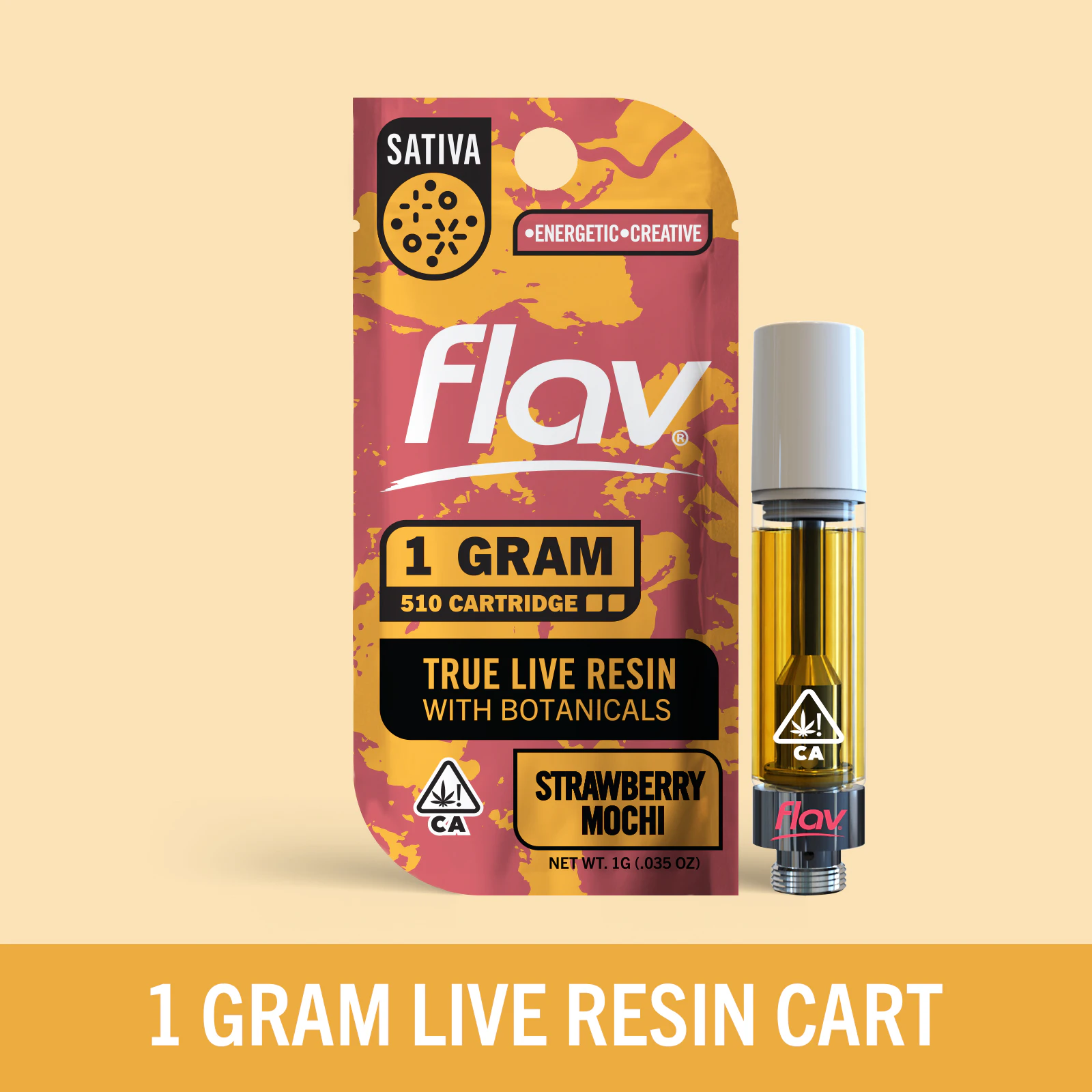 Flav - FLAV: Strawberry Mochi 1g Live Resin Vape Cart (S) Main Image