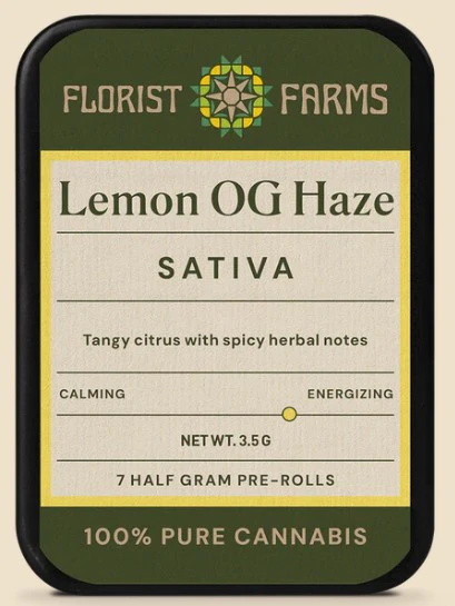 Florist Farms - Florist Farms Lemon OG Haze 1/2 gram Infused Joints 5pk Main Image