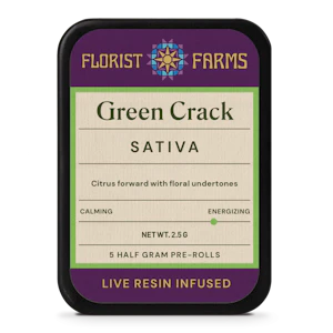 FLORIST FARMS - Green Crack Live Resin Infused pre-rolls | .5g, 5pack