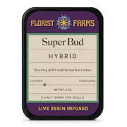 Florist Farms | Super Bud | Live Resin Infused | Hybrid | .5g Pre-Rolls | 5pk