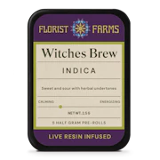 Florist Farms | Witches Brew | Live Resin Infused | Indica | .5g Pre-Rolls | 5pk