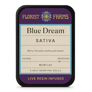 Florist Farms - Blue Dream | Preroll Infused | 0.5g x 5pk | Florist Farms