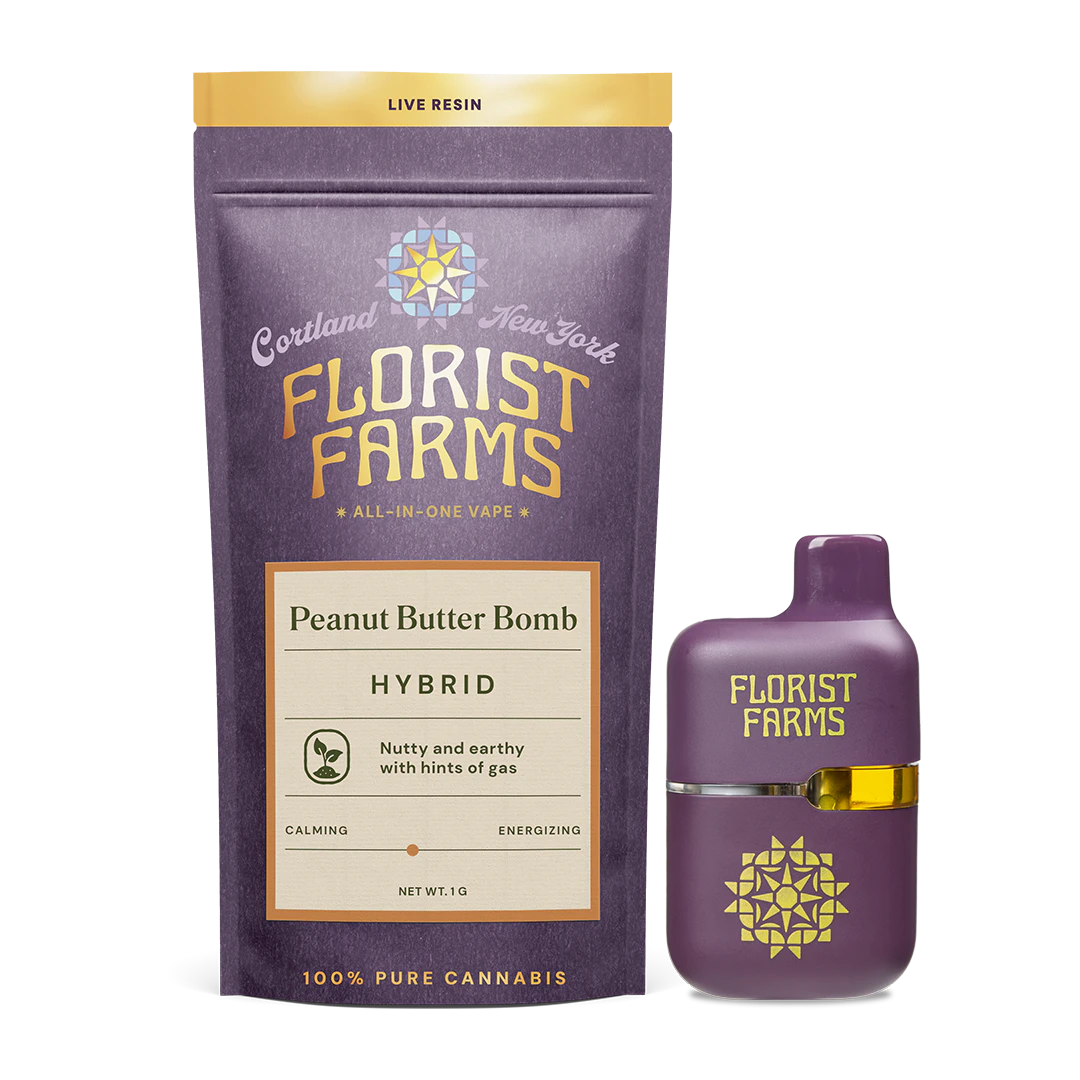 Florist Farms - Florist Farms - Peanut Butter Bomb - Live Resin - 76% - 1.0g - AIO Vape Pen Main Image