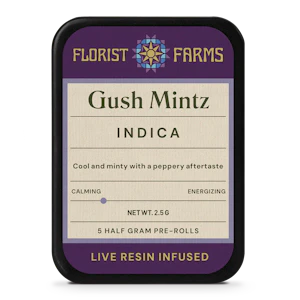 FLORIST FARMS - Gush Mintz | Live Resin Infused Pre-rolls | 0.5g 5pk | Florist Farms