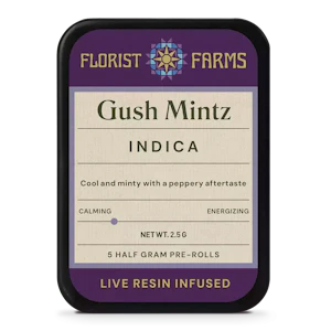 Florist Farms - Gush Mintz | Live Resin Infused Pre-rolls | .5g/5pk | Florist Farms