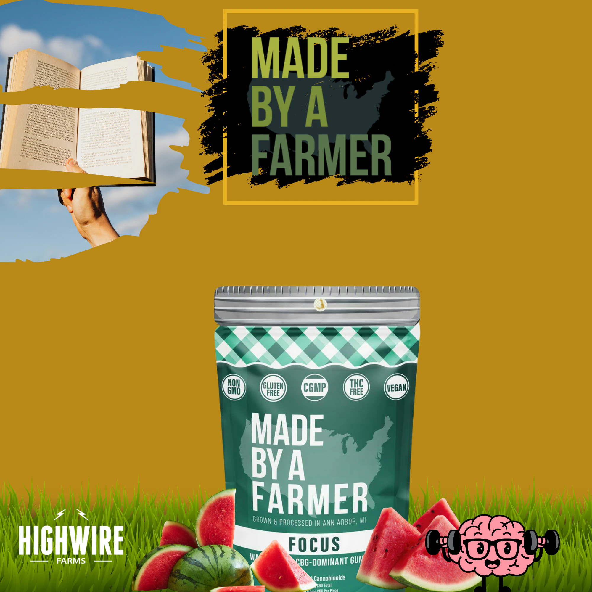 Made By A Farmer - Made By A Farmer Focus Gummies Watermelon CBG:CBD 500mg Main Image