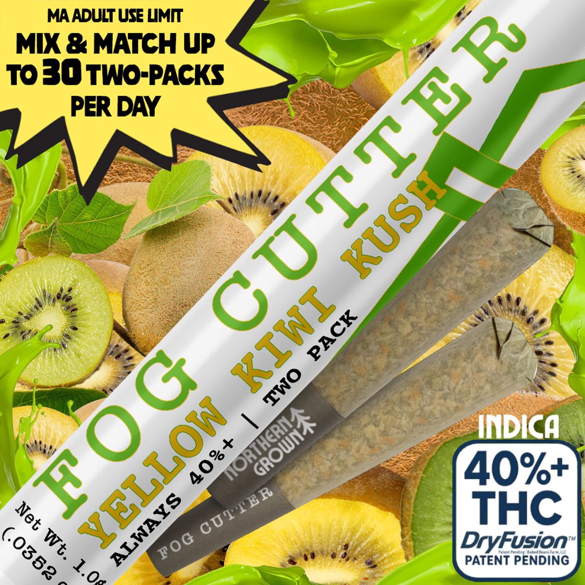 Northern Grown - Yellow Kiwi Kush  Fog Cutter - 0.5g x 2pk. Infused - Northern Grown Main Image