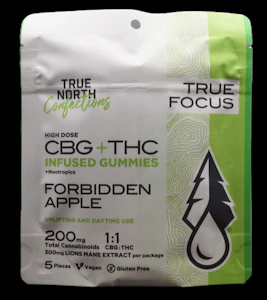 True North - 200mg Forbidden Apple THC Gummies 5x20mg 1:1 THC/CBG