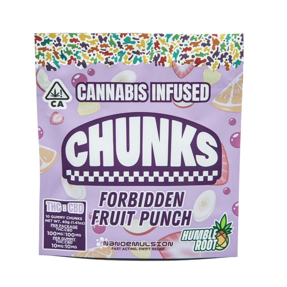 200mg 1:1 THC:CBD Forbidden Fruit Punch Gummies (10mg THC, 10mg CBD - 10 pack) - Humble Root 