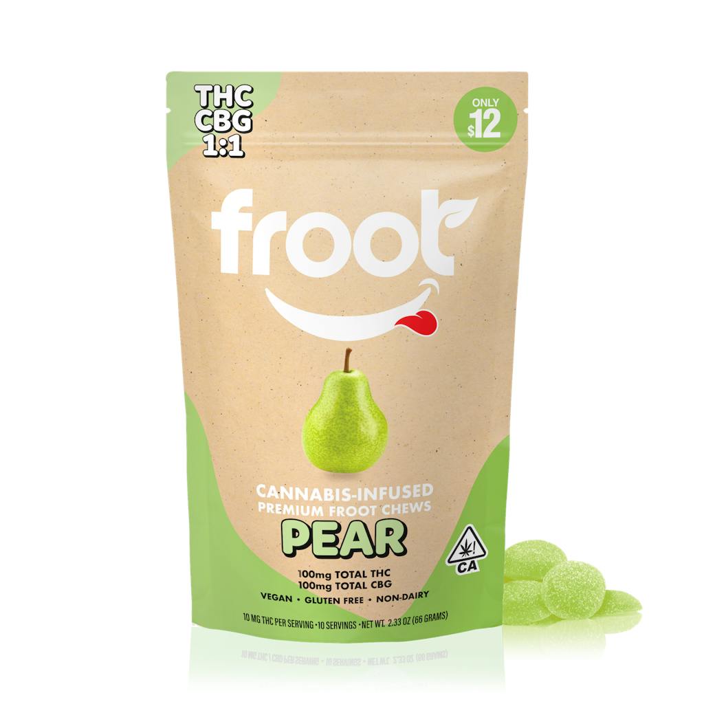 Froot Pear 1:1 CBG:THC Gummies 100mg CBG 100mg THC