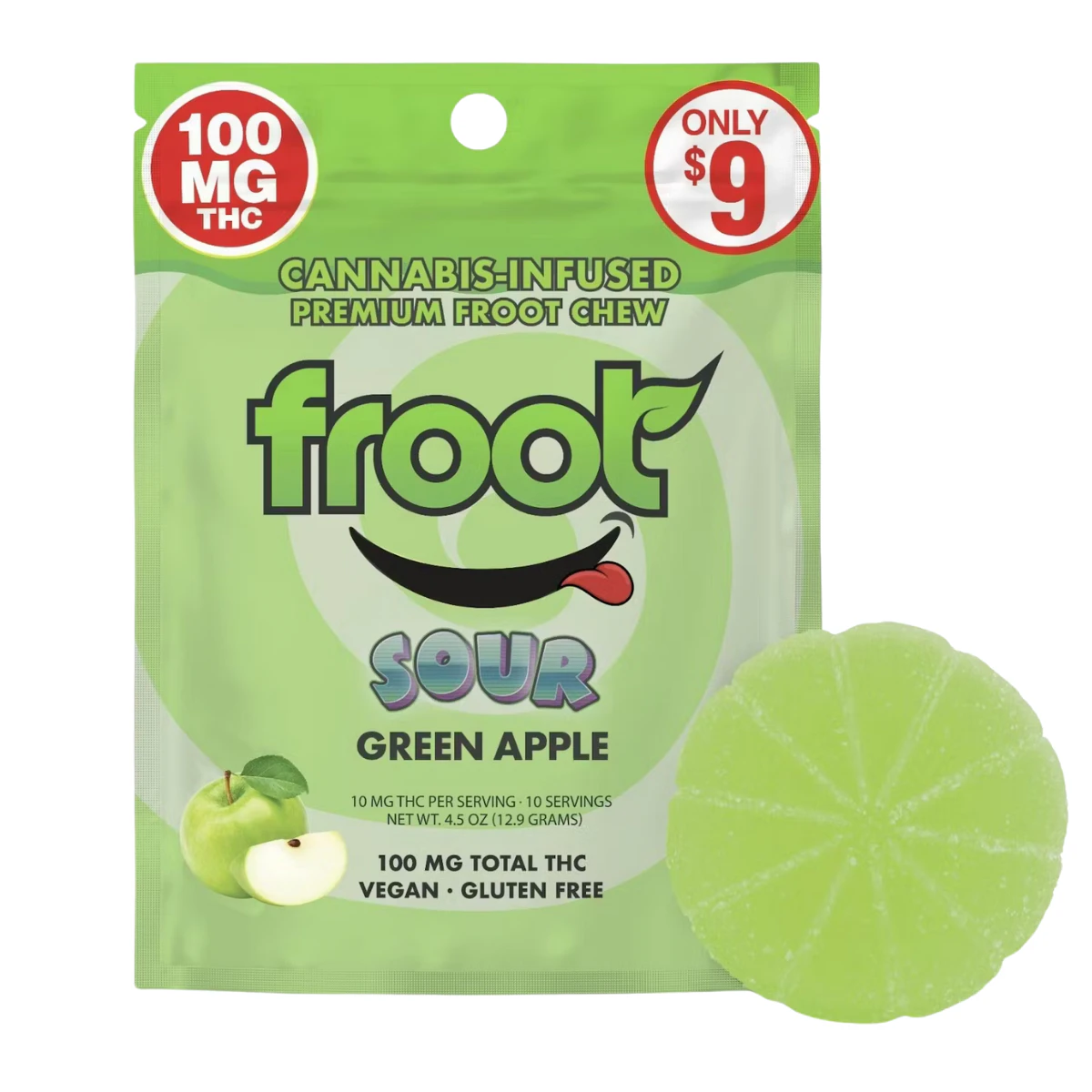 Froot - Sour Green Apple (H) | 100mg Gummy | Froot Main Image