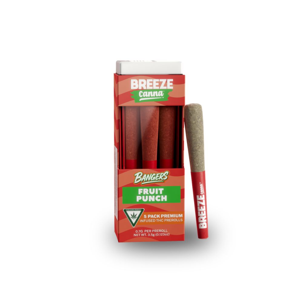 Fruit Punch 5pk Bangers Infused Prerolls (3.5g total/.7g each) - BREEZE CANNA