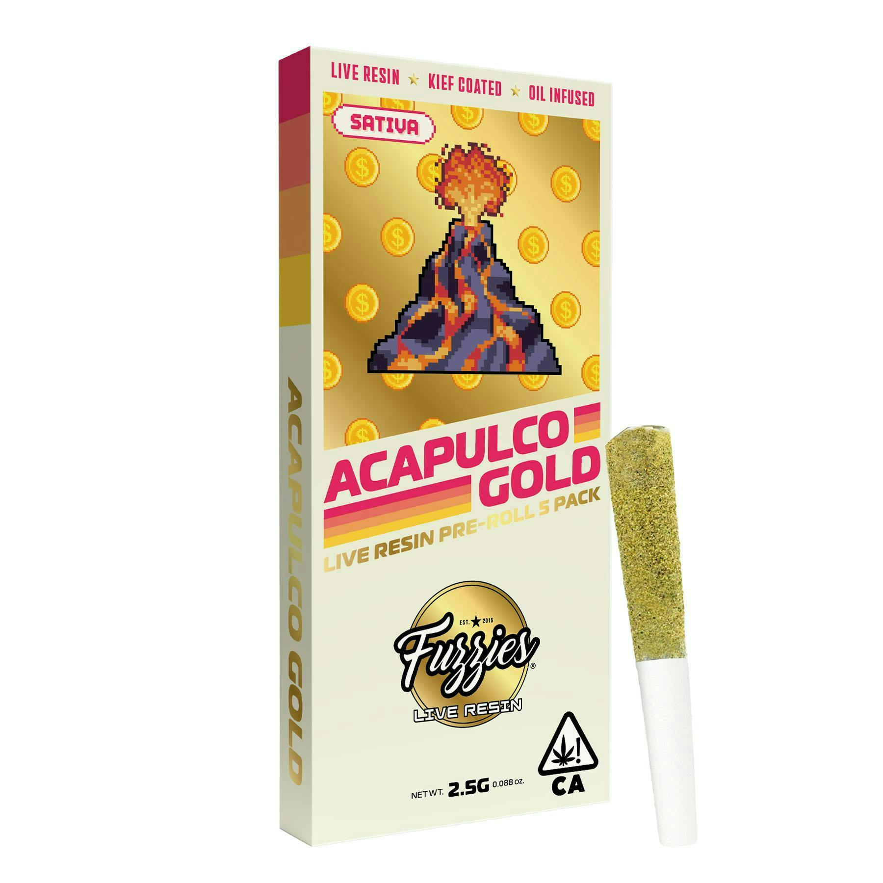 Fuzzies Acapulco Gold Live Resin Infused 5-Pack Pre-Rolls 2.5g