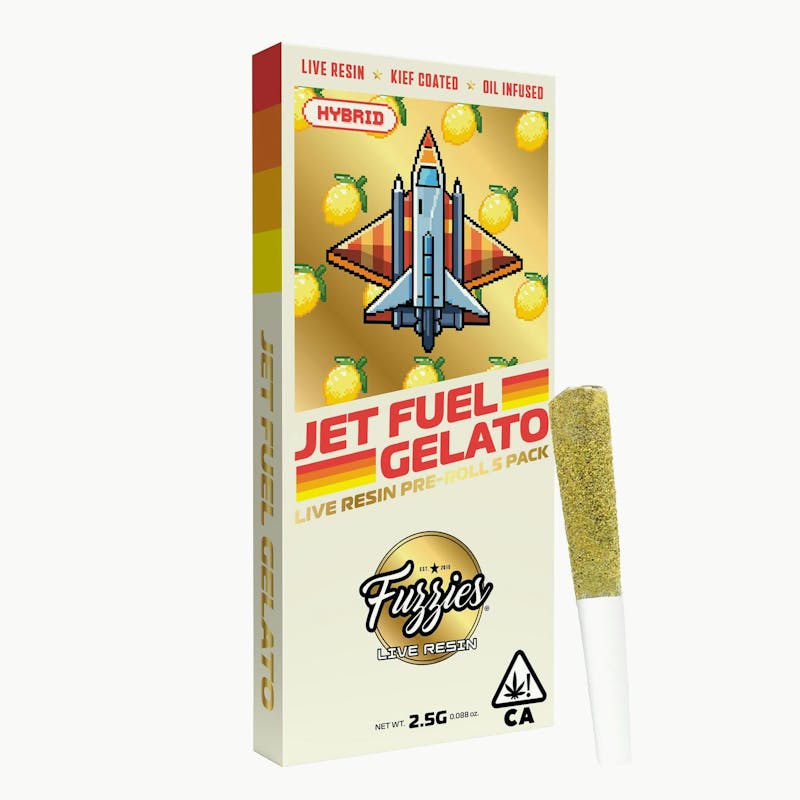 Fuzzies Jet Fuel Gelato Live Resin Infused 5-Pack Pre-Rolls 2.5g