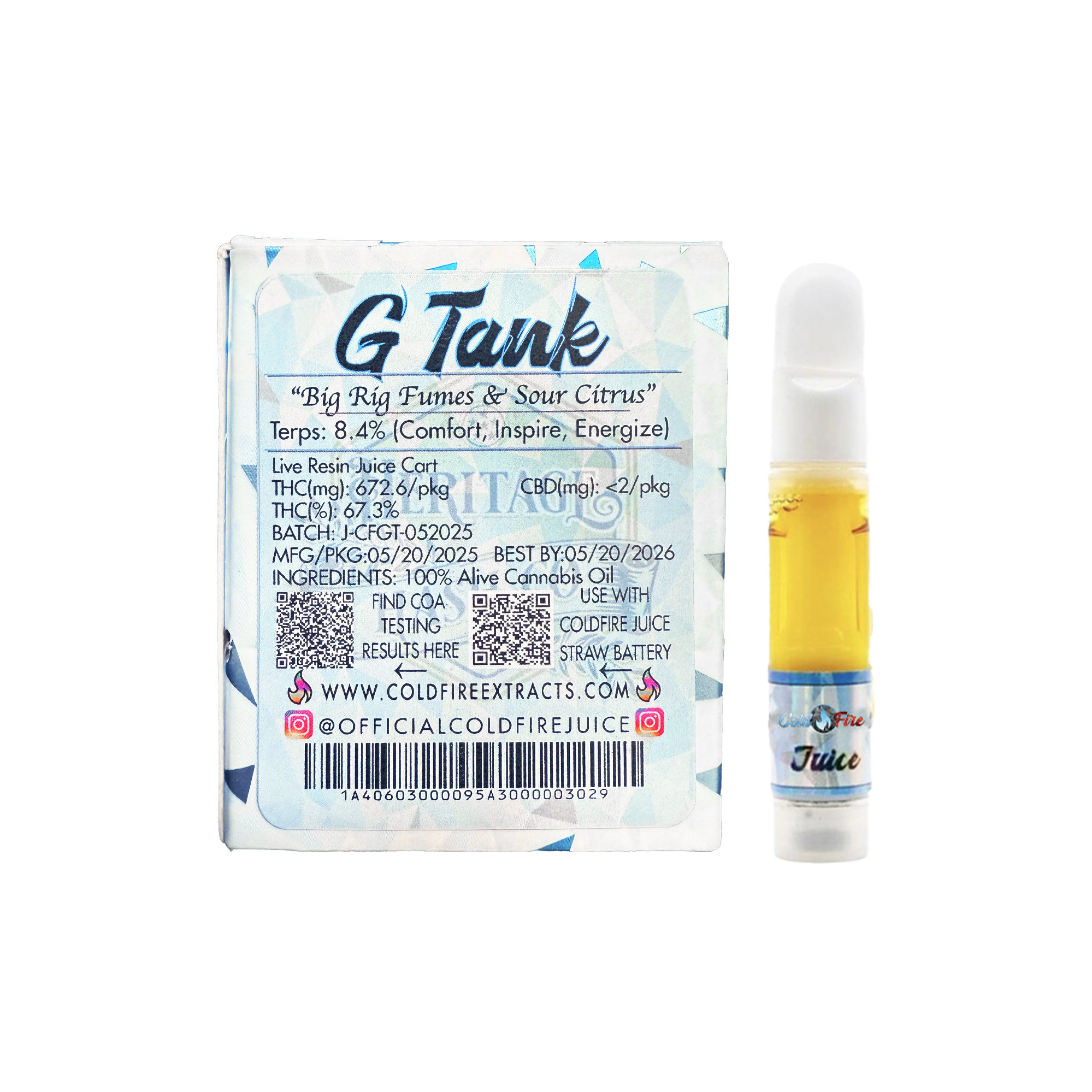 ColdFire x Heritage Hash Co. G Tank Live Juice Cart 1.0g