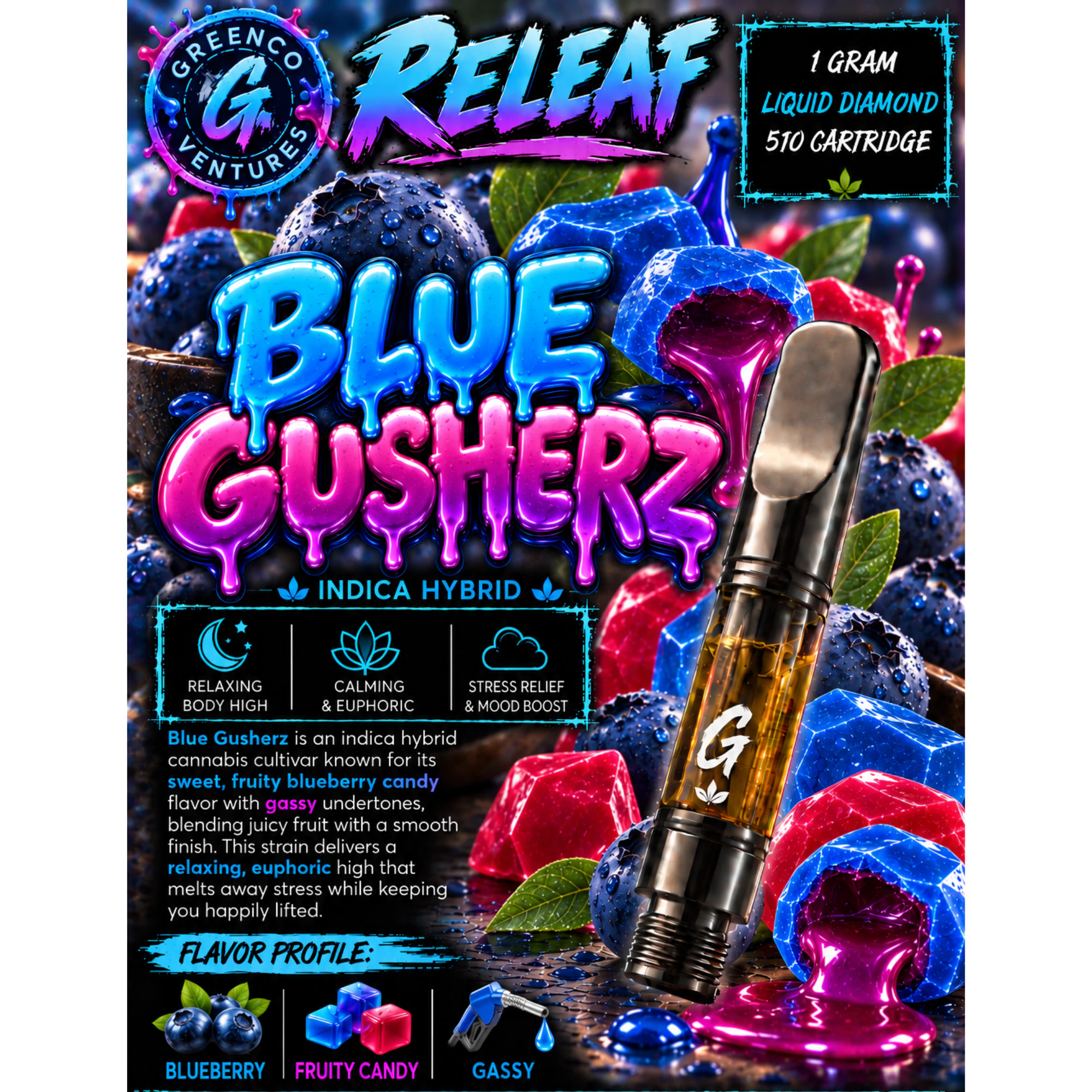 GREENCO - Blue Gusherz | 1g Liquid Diamonds | .510 Cart Main Image