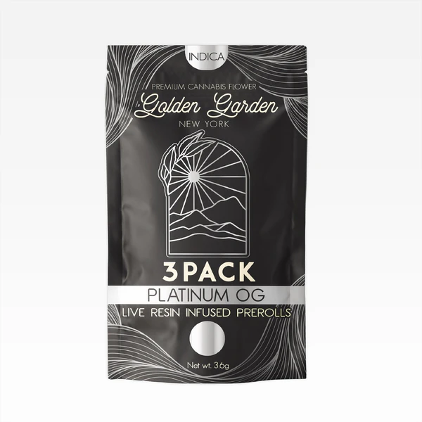 Golden Garden - Golden Garden |  Platinum OG | Live Resin | Pre-Roll | 3pk | 3.6g Main Image