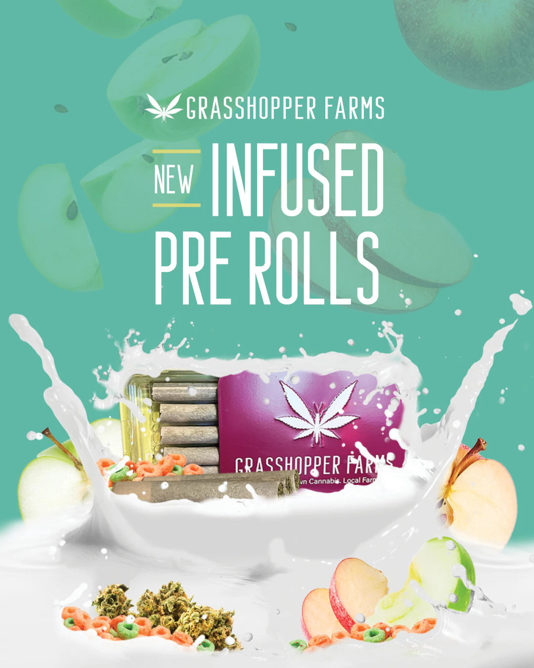 Grasshopper Farms - Apple Jacks Haze (5x 1G Pre Roll) Main Image