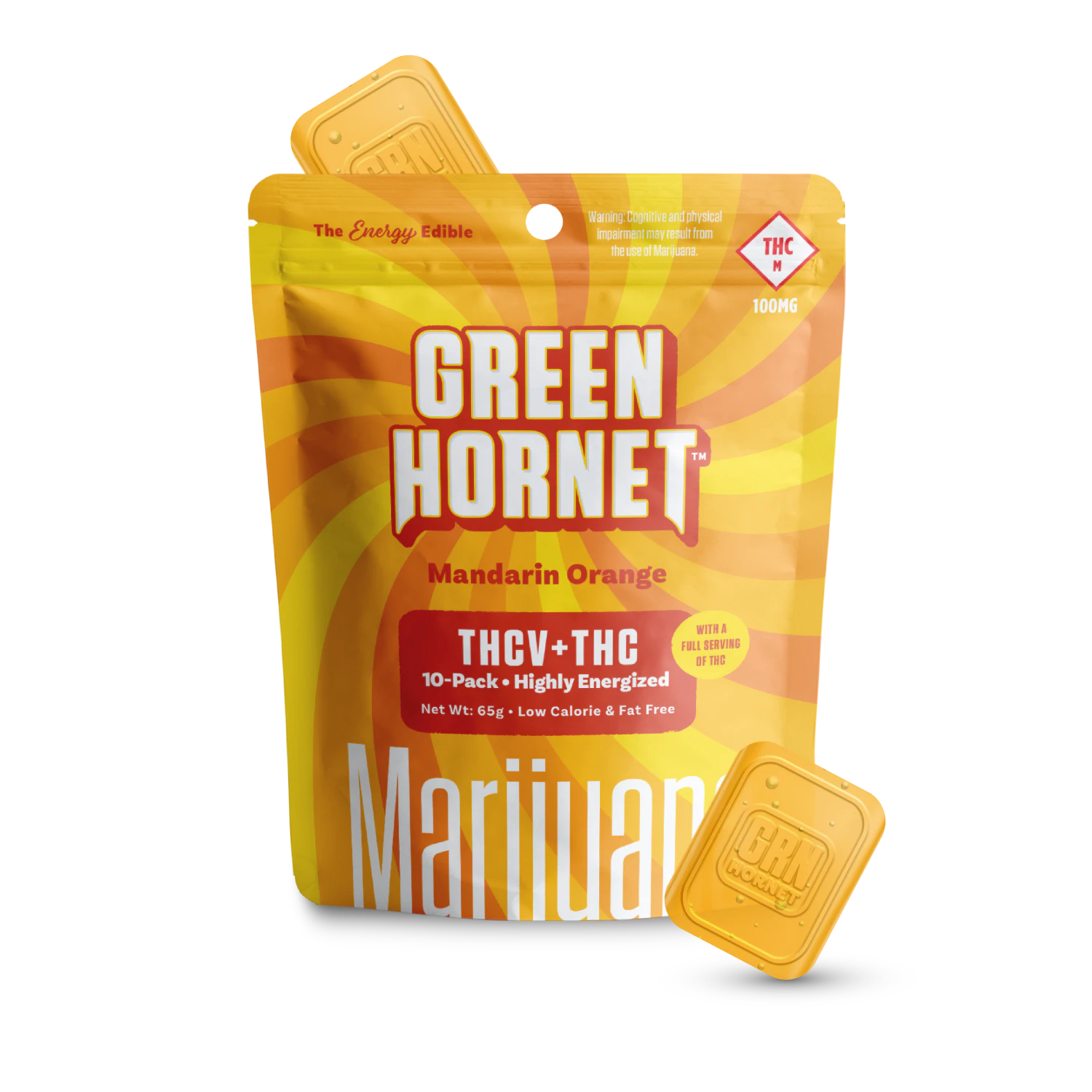 Green Hornet - GREEN HORNET - MANDARIN ORANGE 2:1 THC:THCV 100 MG GUMMIES Main Image