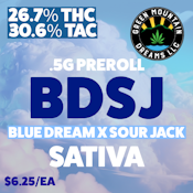 Green Mountain Dreams | Blue Dream Sour Jack | 0.5G Preroll