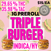 Trichome Ranch | Triple Burger | Bulk 1G Preroll