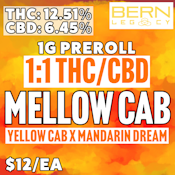 Bern Legacy | Mellow Cab | 1:1 THC/CBD | 1G