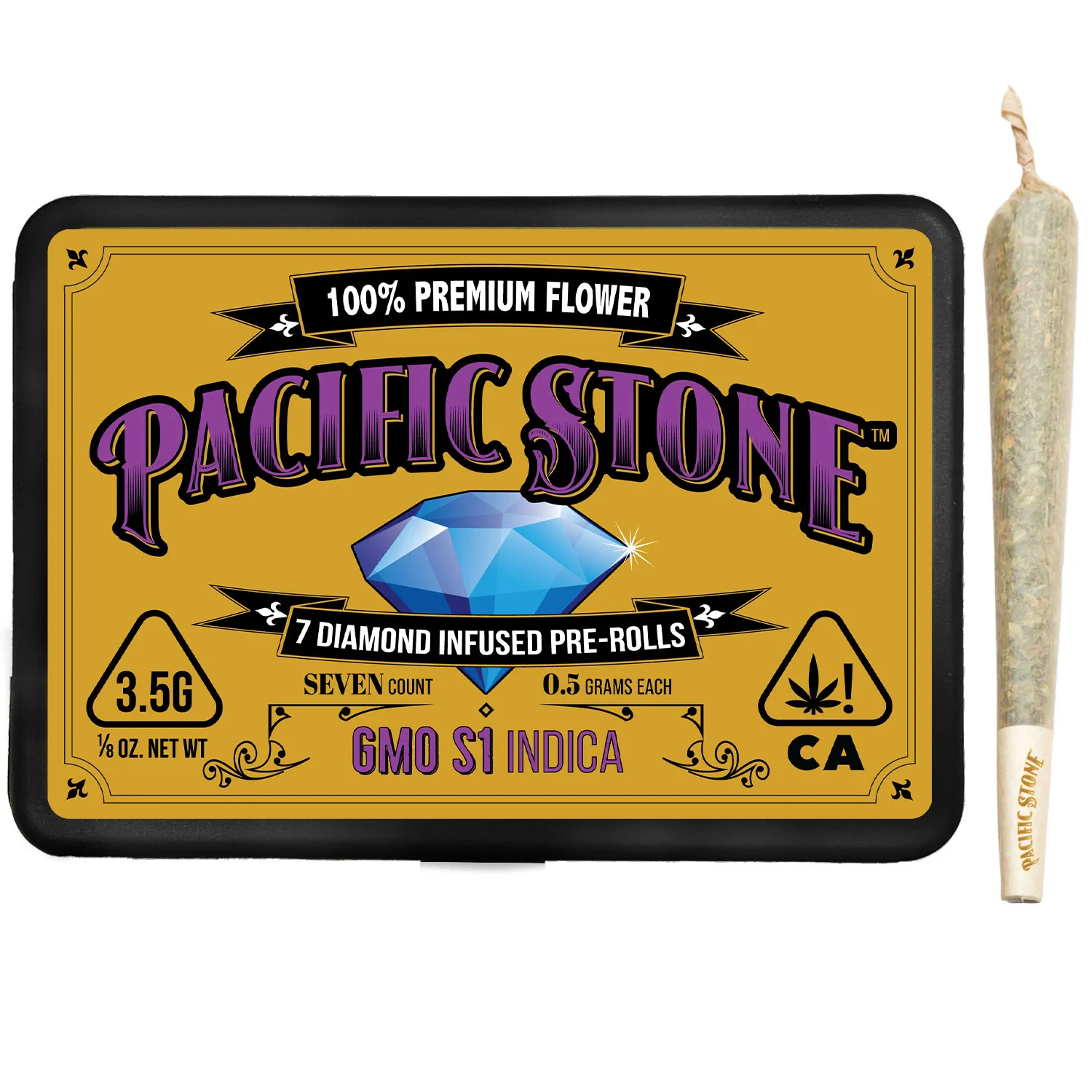 Pacific Stone - Pacific Stone - .5g 7pk (3.5g) Diamond Infused Pre-Roll Pack - GMO S1 Main Image