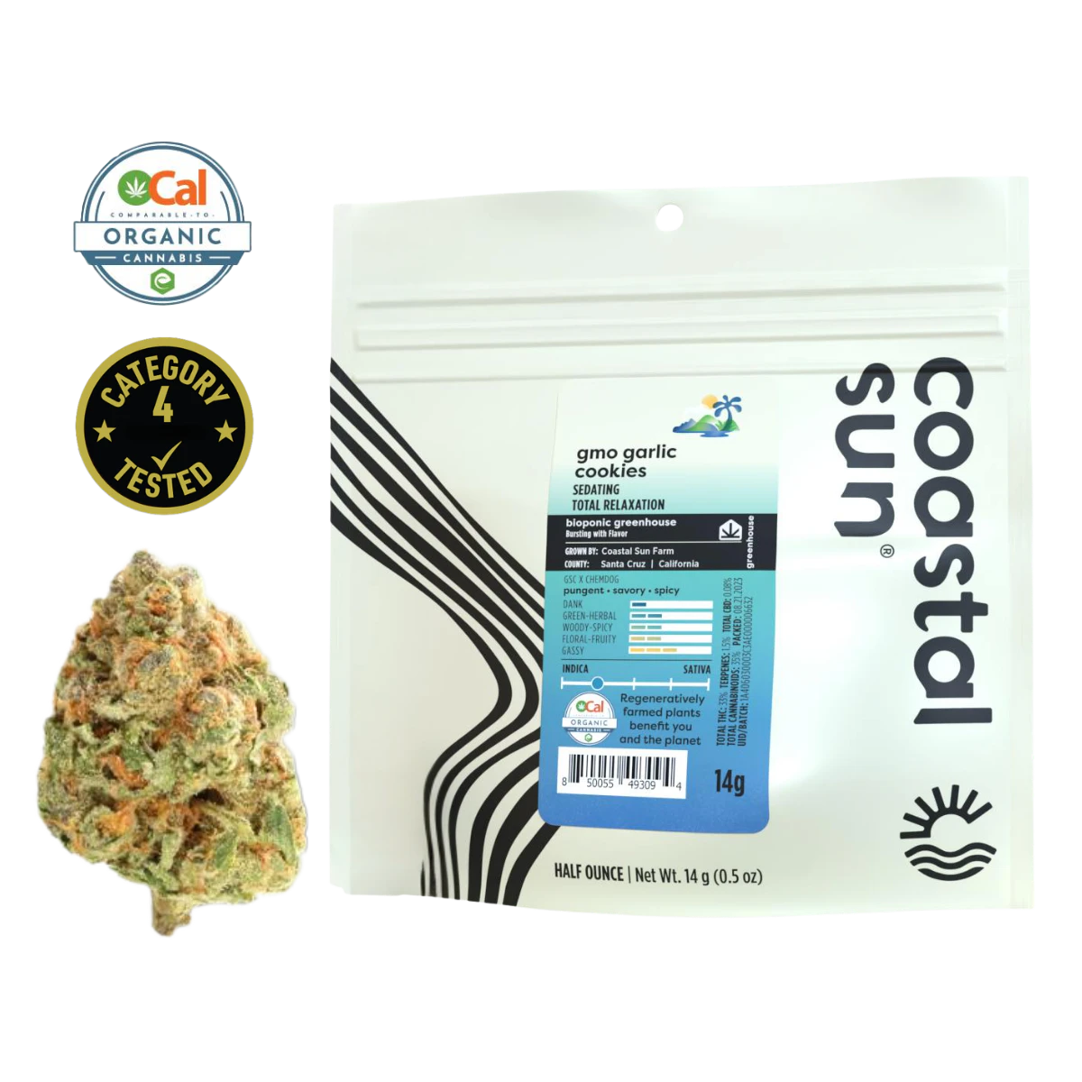 Coastal Sun - GMO Garlic Cookies (I) | 14g Mylar Greenhouse Flower | Coastal Sun Main Image
