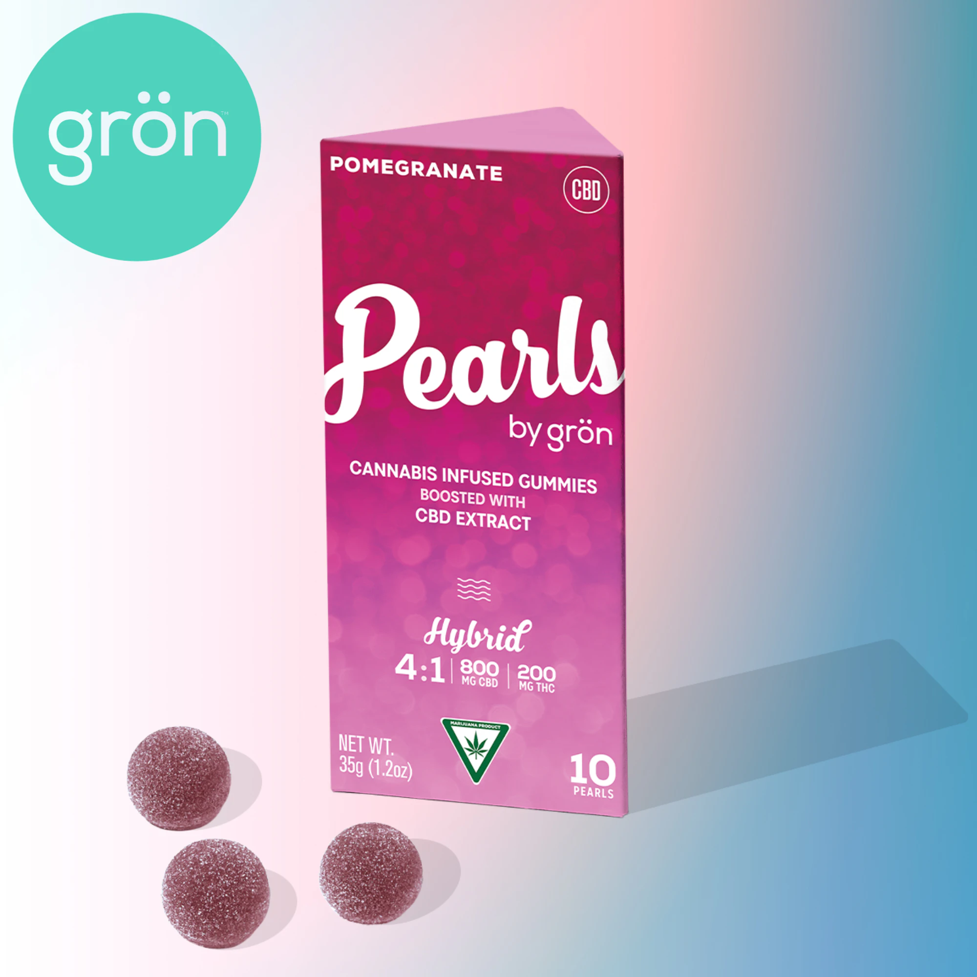 GRON - Pomegranate | 4:1 CBD:THC | 10pc x 20mg Main Image