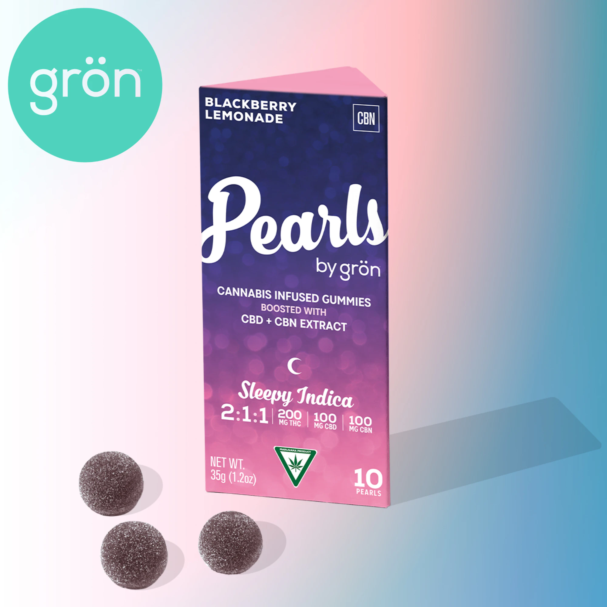 GRON - Blackberry Lemonade | 2:1:1 THC:CBD:CBN | 10pc x 20mg Main Image