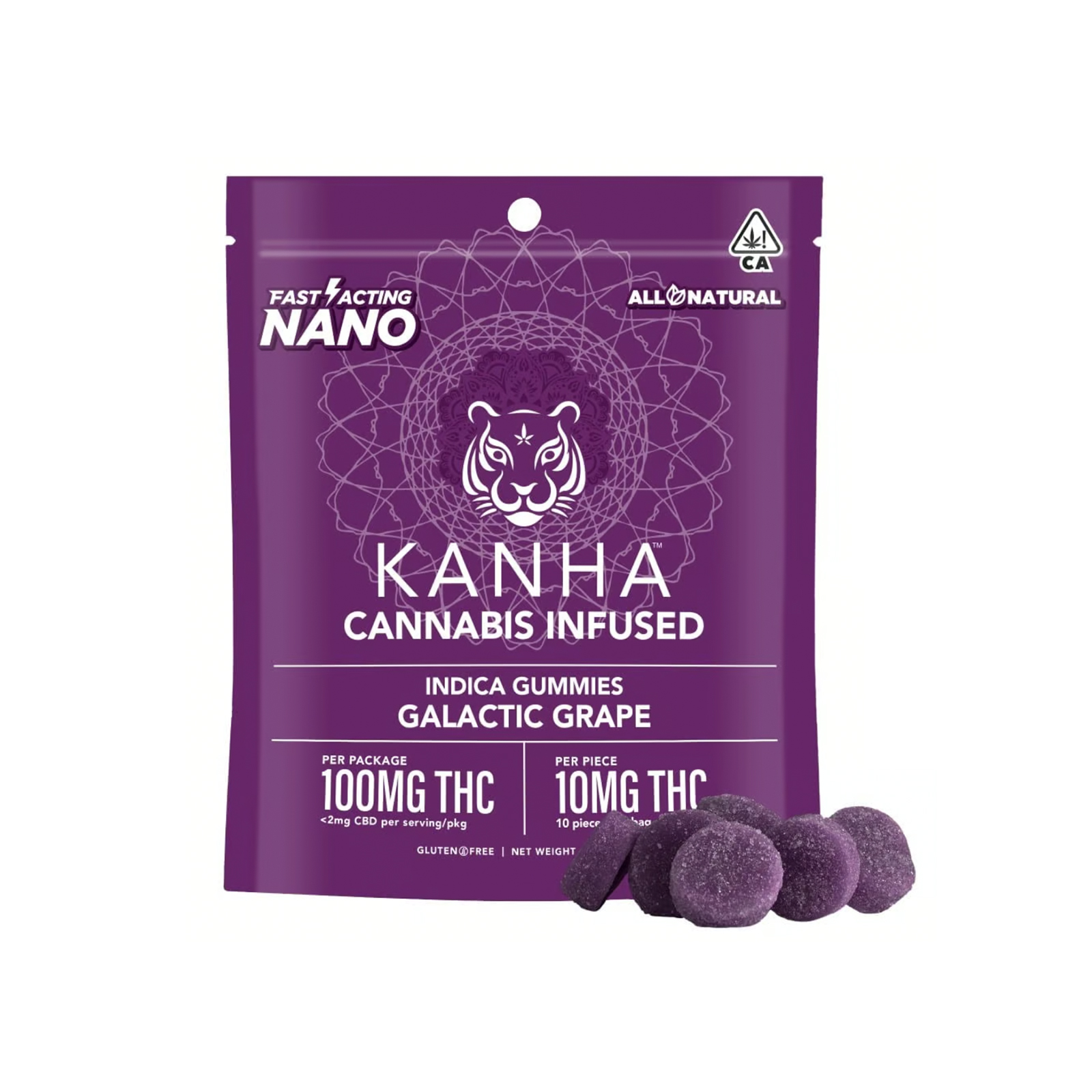 Kanha Nano Indica Galactic Grape Gummies 100mg