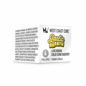 West Coast Cure - Garlic Breath Tier 4 Live Rosin Cold Cure Badder 1g