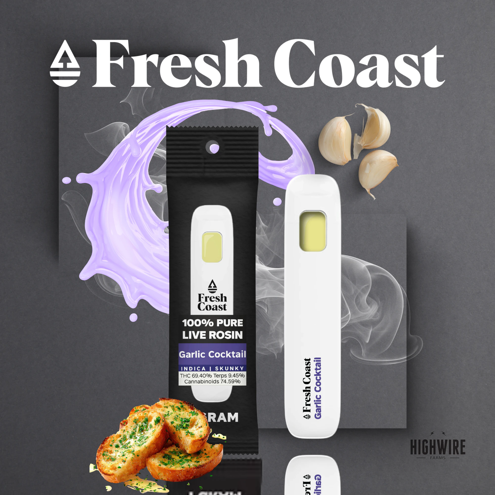 FRESH COAST - Fresh Coast Pure Live Rosin Disposable Garlic Cocktail 1g Main Image