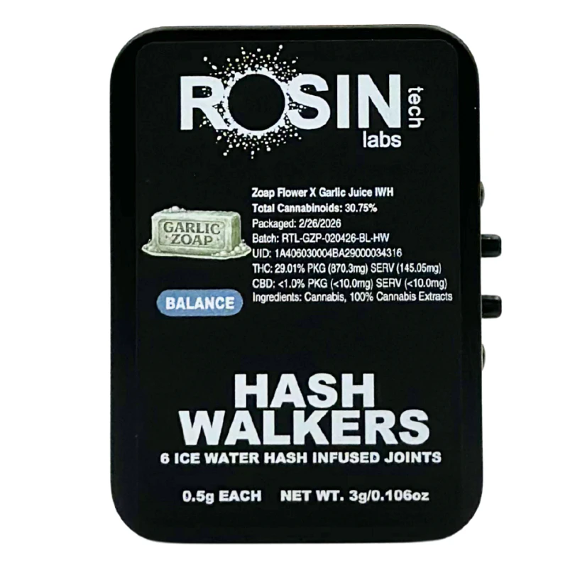 Rosin Tech Labs - Rosin Tech Labs - Hash Walkers - Garlic Zoap - Infused Preroll Pack - 6pk - 3.0g Main Image