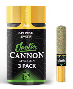 JEETER - Jeeter- Baby Cannon-3 pack-Gas Pedal-Live Resin-Infuse Pre Roll-Hybrid-Ceramic Tip-46.81%-1.5G