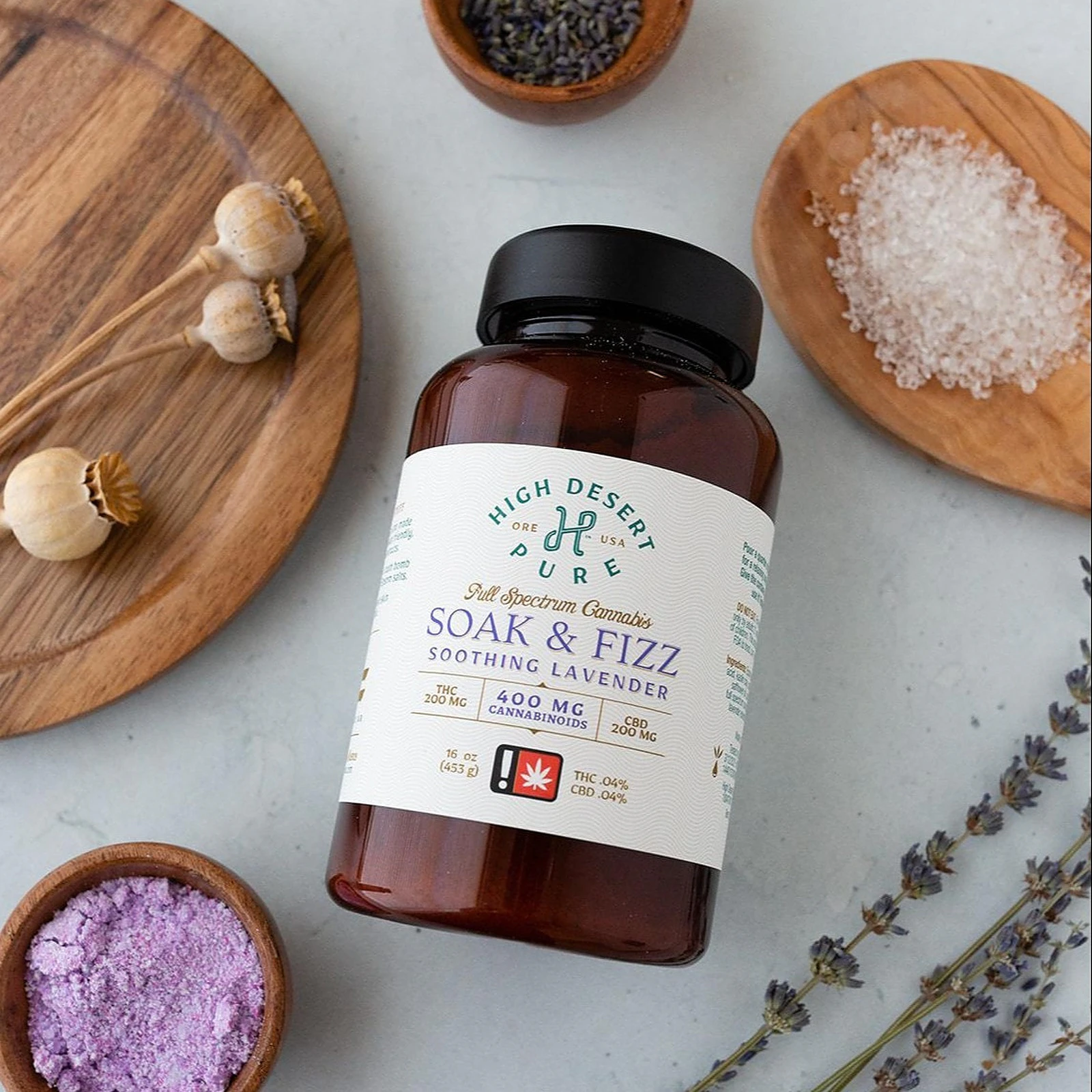 High Desert Pure - High Desert Pure White Lavender Bath Soak & Fizz 1:1 400mg Main Image