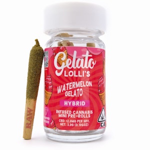 GELATO - Watermelon Gelato Lolli's 3g 5 Pack Diamond Infused Pre-Rolls - Gelato