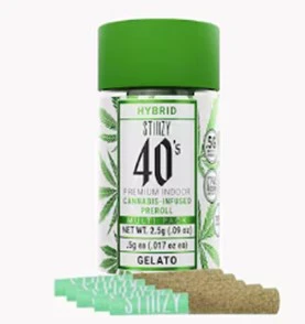 STIIIZY - Stiiizy-Gelato-40's-Hybrid-Infused Pre Roll-Live Resin- 5 per pack-Multi Pack-40%+-.5g Main Image