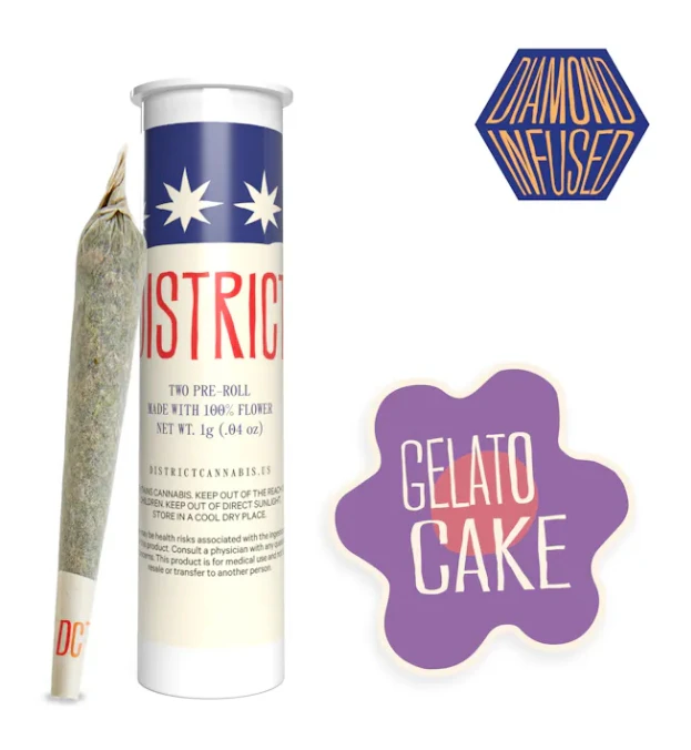 District Cannabis - Kush Mints Diamond Infused 1G Preroll Main Image