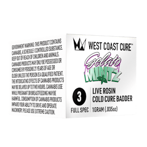 West Coast Cure - Gelato Mintz | 1g Tier 3 Live Rosin Cold Cure Badder | West Coast Cure