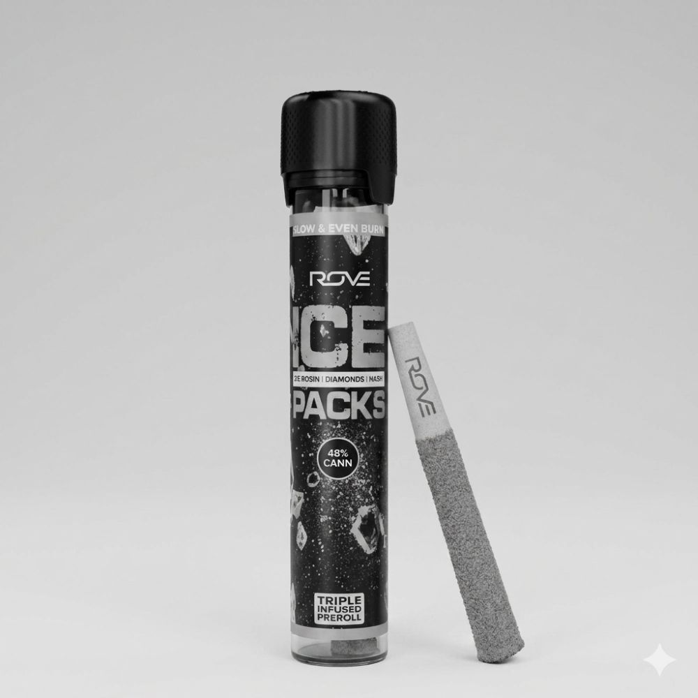 Rove | Frosted Melon | 1g/1pk Ice Pack Rosin, Diamond, Hash Infused Preroll